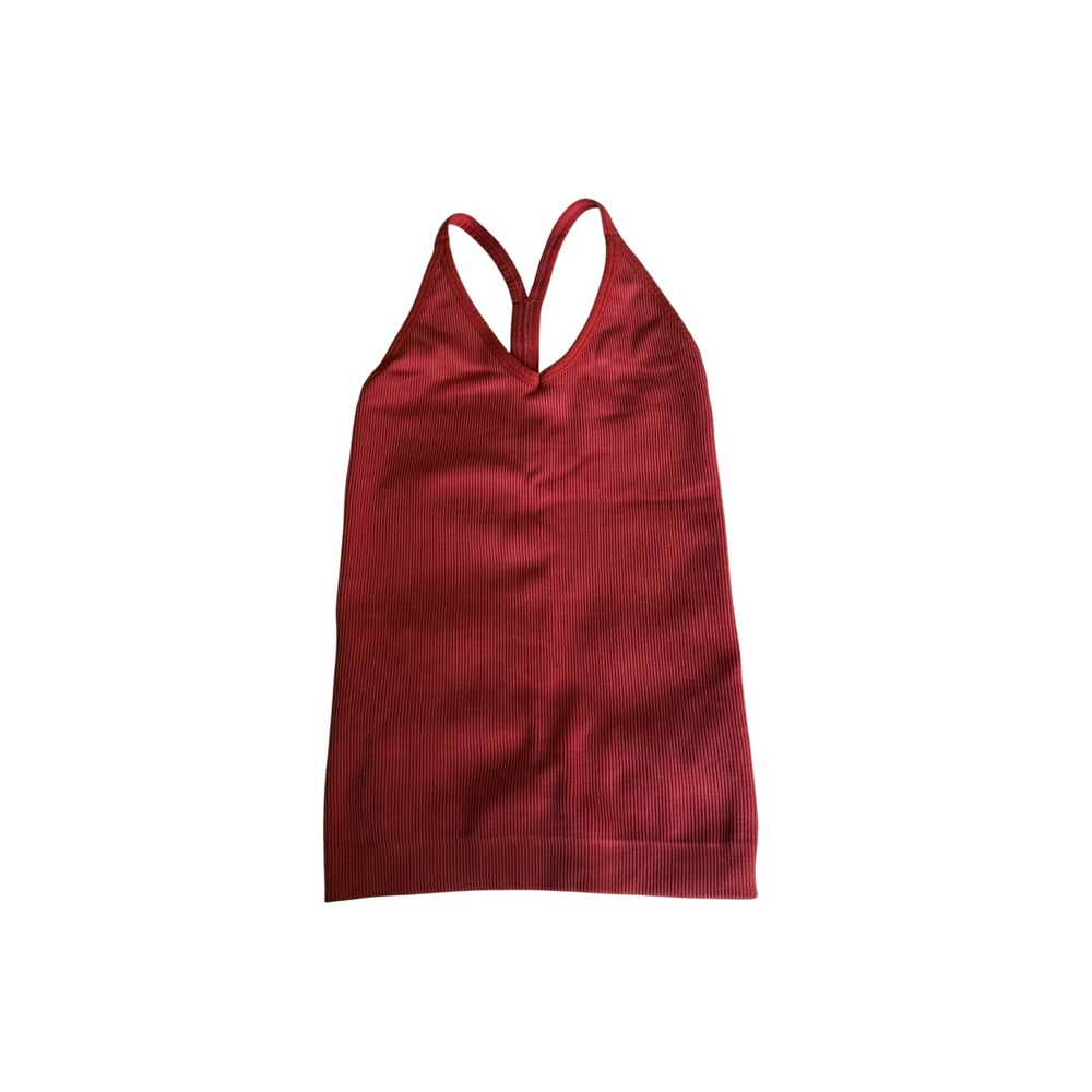 SET Active Sculptflex Ribbed V-Neck Tank Top Red Racerback Camisole Small
